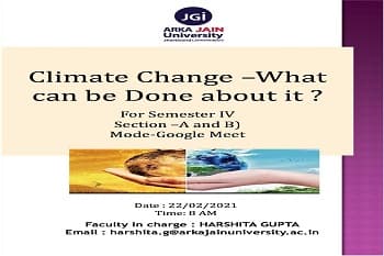 An Interactive Group Discussion Session On Climate Change- What Can Be Done About It?