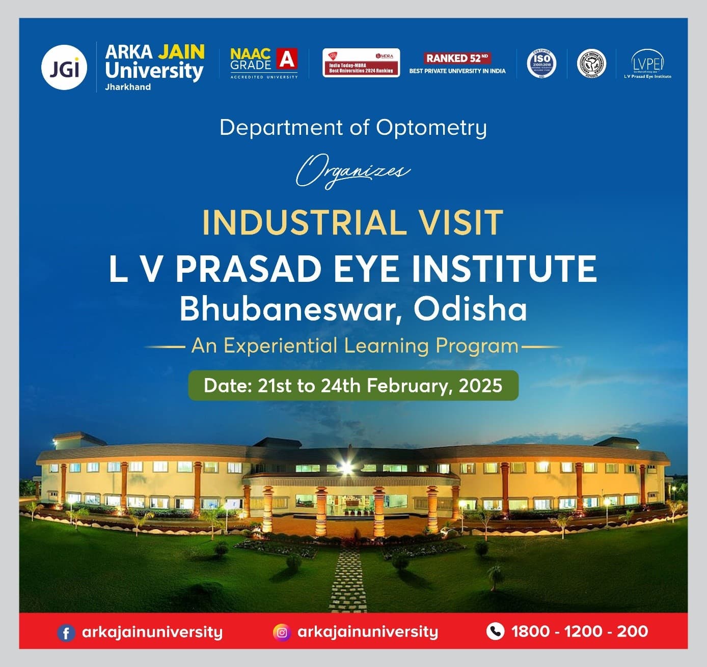 Industrial Visit to LV Prasad Eye Institute, Bhubaneshwar, Odisha