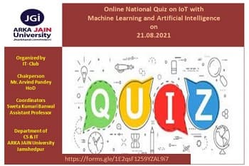 Online National Quiz on IoT with Machine Learning and Artificial Intelligence