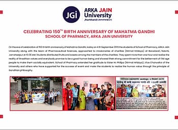 Celebrating 150th Birth Anniversary of Mahatma Gandhi, School Of Pharmacy