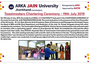 Toastmasters Chartering Ceremony – 19th July 2019