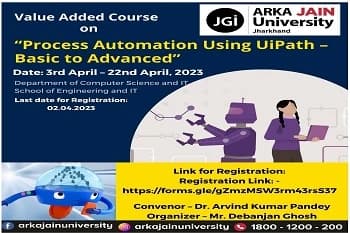 Value Added Course on “Process Automation Using UiPath – Basic to Advanced”