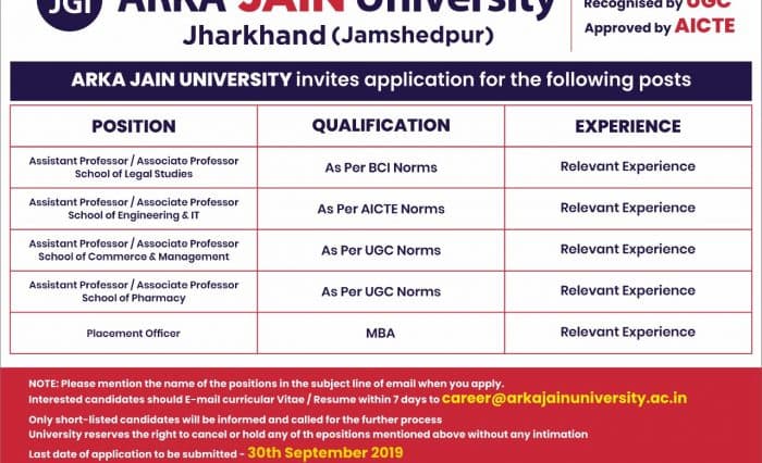 Recruitment – September 2019