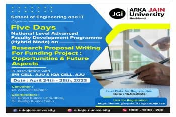 FDP On Research Proposal Writing For Funding Project : Opportunities & Future Aspects