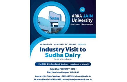 Industry Visit to Sudha Dairy 23rd Feb 2019