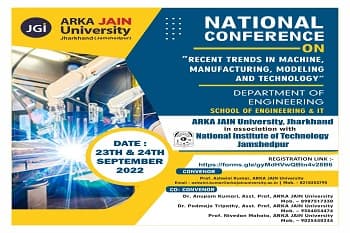 National Conference on “Recent Trends in Machine, Manufacturing, Modeling and Technology”