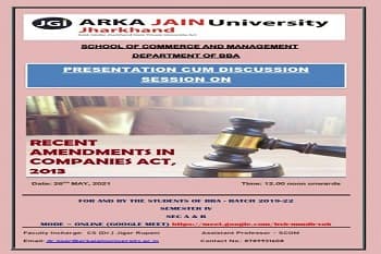 Presentation Cum Discussion Session On Recent Amendments In Companies Act, 2013