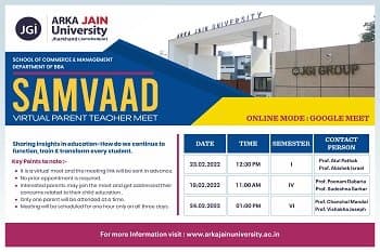 Samvaad Virtual Parent Teacher Meet BBA