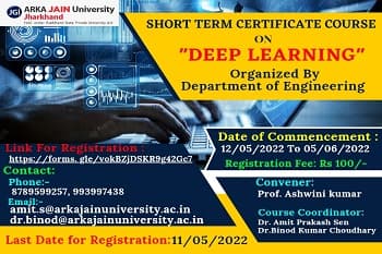 Short Term Certification Course on Deep Learning