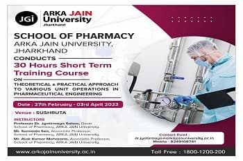 Short-Term Training Course On Theoretical & Practical Approach To Various Unit Operations In Pharmaceutical Engineering