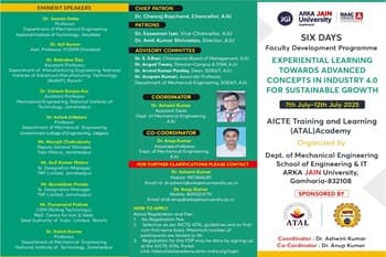 Six Days FDP In Experiential Learning Towards Advanced Concepts In Industry 4.0 For Sustainable Growth