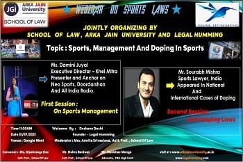 Webinar on Sports, Management And Doping In Sports
